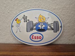 Emailschild Esso Tankstelle Tanksäule Garage Emaille Schild