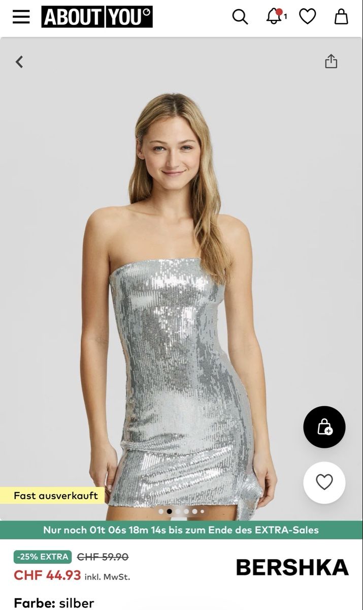 Bershka Vestiti: Silber Pailletten Kleid bershka – Usato da Winterthur venduto da beijaflor777 2