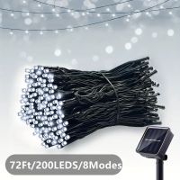 Solar Lichterkette für Aussen 22m, 200 LED, weiss