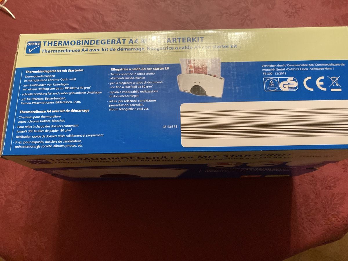 Macchine rilegatrici: Thermobindegerät A4 mit Starterkit, 50 Thermobindemappen – Nuovo e nell'imballaggio originale da Uetliburg venduto da Cliorsv6 2