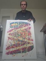 Tableau abstrait multicolore - Art contemporain🎨🖼️ (51)