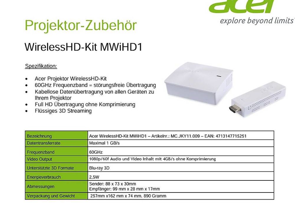 Acer Wireless HD Kit für Projektor 5