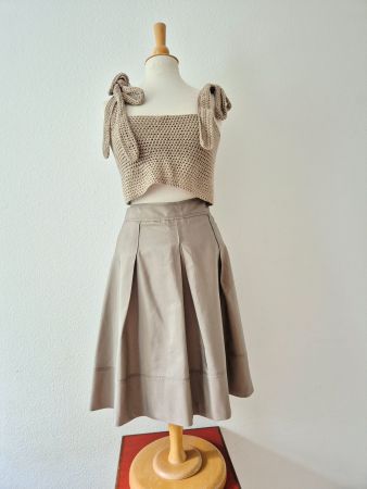 ROCK JUPE BOSS 38 M BEIGE FALTENROCK,  TOP ZU BLUSE SHIRT
