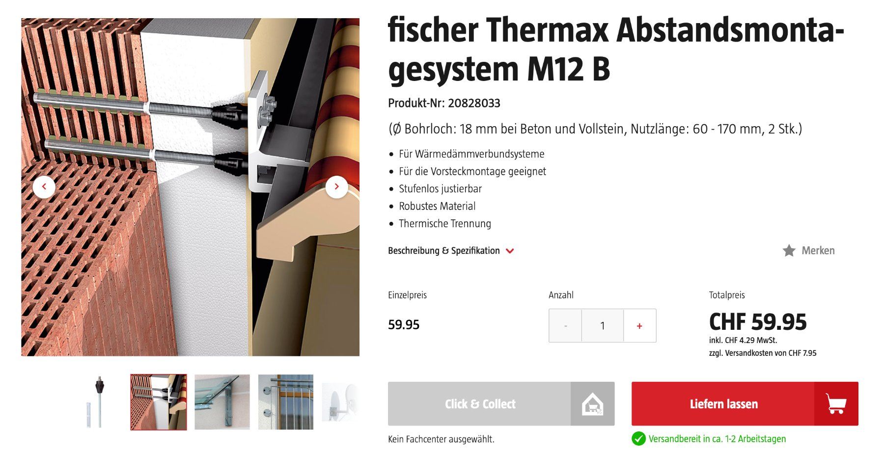 Ferramenta: Fischer Thermax M12 110 // Listenpreis: 59.95 – Nuovo e nell'imballaggio originale da Lohn-Ammannsegg venduto da Solosolution_GmbH 3