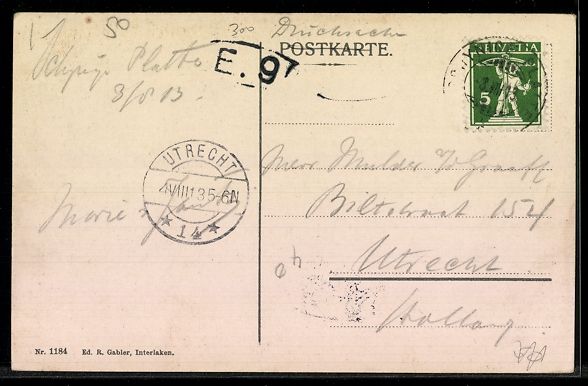 Ansichtskarten: AK Schynige Platte, Eiger, Mönch und Jungfrau – Gebraucht aus Berlin von bartko-reher 1