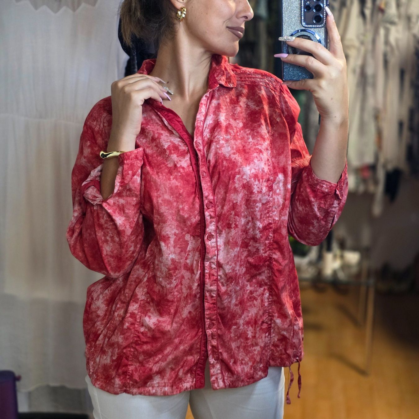 Cecil Blusen: CECIL Damen Bluse Rot Print Baumwolle Gr. XXL – Gebraucht aus Wald ZH von CapLux