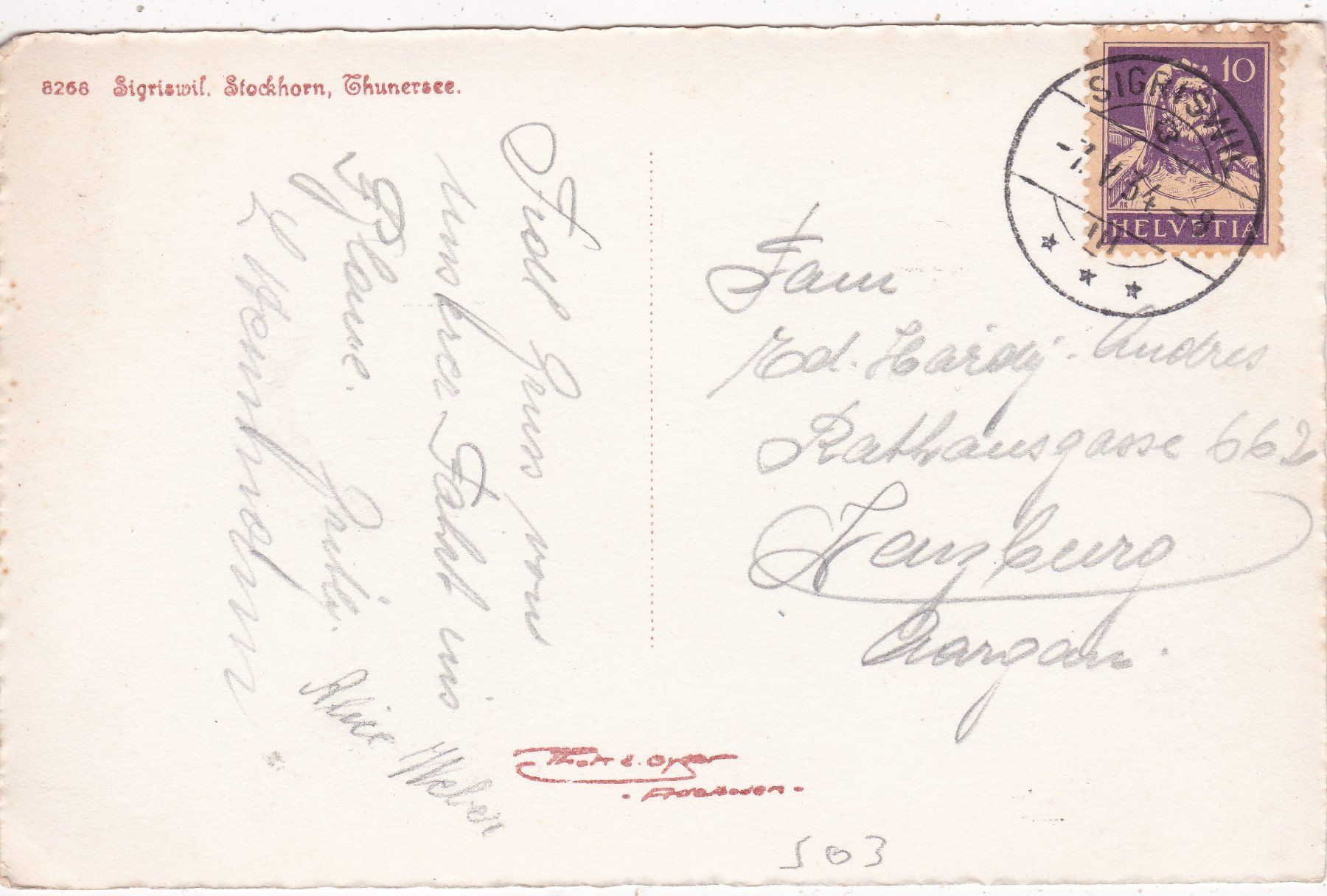 Cartoline postali: Sigriswil Stockhorn Thunersee 1934 – Usato da Herisau venduto da Lisegrat2008 1
