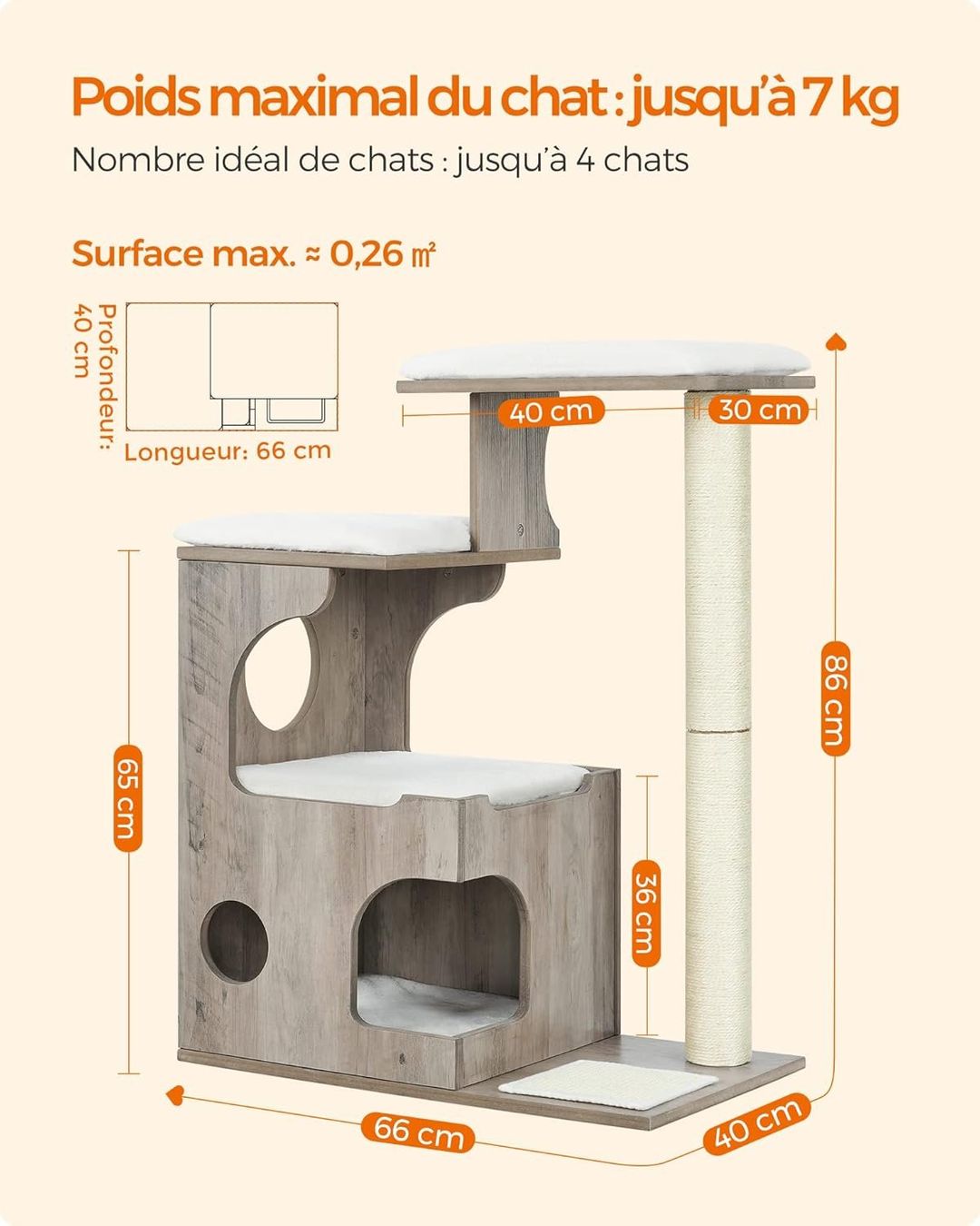 Tiragraffi: Moderner Kratzbaum im Vintage-Stil 86 cm – Nuovo e nell'imballaggio originale da Porrentruy venduto da HouseKraftByJenny 7
