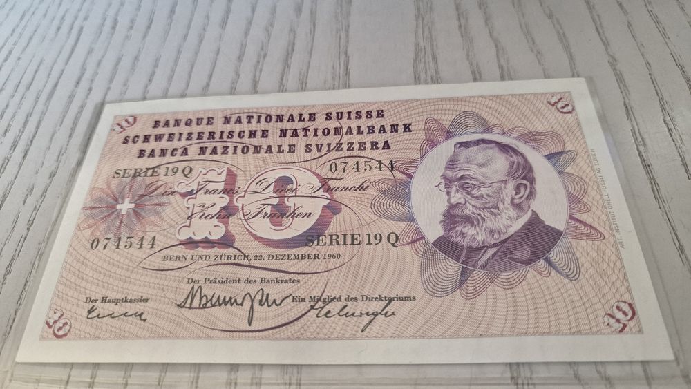 Schweizer 10-Franken-Note, 1960, ! Selten! (Neu und originalverpackt ...