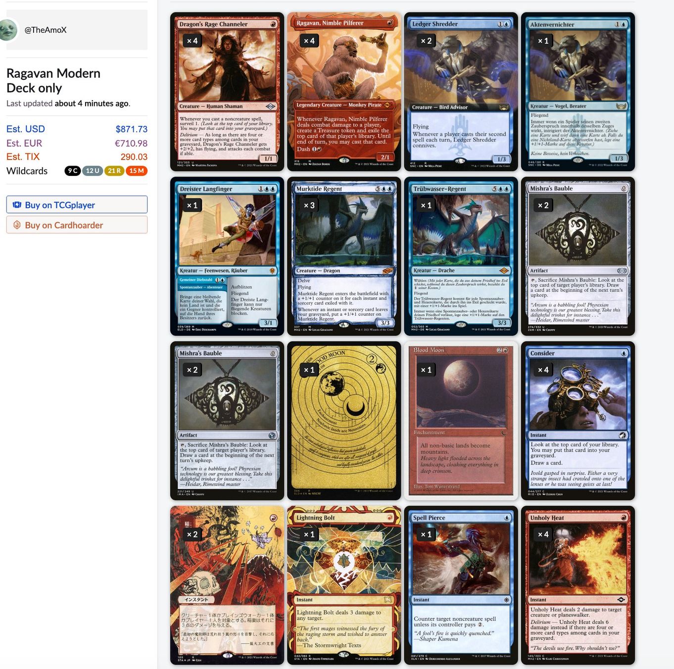 Magic The Gathering Carte collezionabili: MTG Modern - Ragavan/Murktide Deck (Blinged) inkl Sideboard – Usato da Buchs ZH venduto da NOYB0880 5
