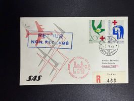 SAS Erstflugbrief Genf - Teheran ab FL 1964