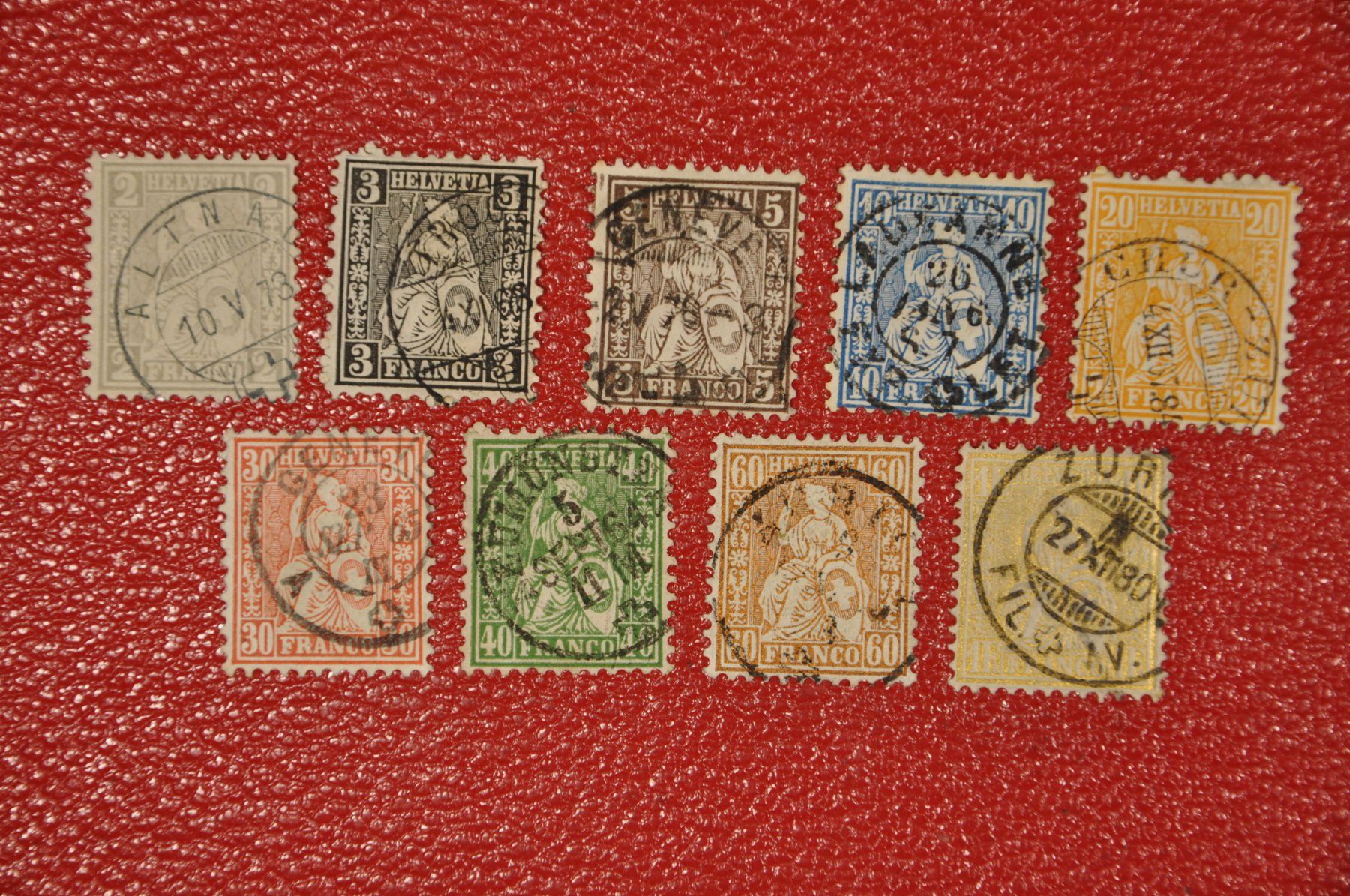 Alle Briefmarken: Sitzende Helvetia 28-36 gestempelt – Gebraucht aus Wolfhalden von Zinauktion