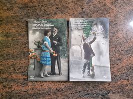 2 alte Postkarten Liebesmotive beschrieben gebraucht