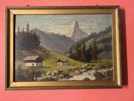 Altes Ölgemälde mit Matterhorn-Motiv, gerahmt, zu verkaufen!
