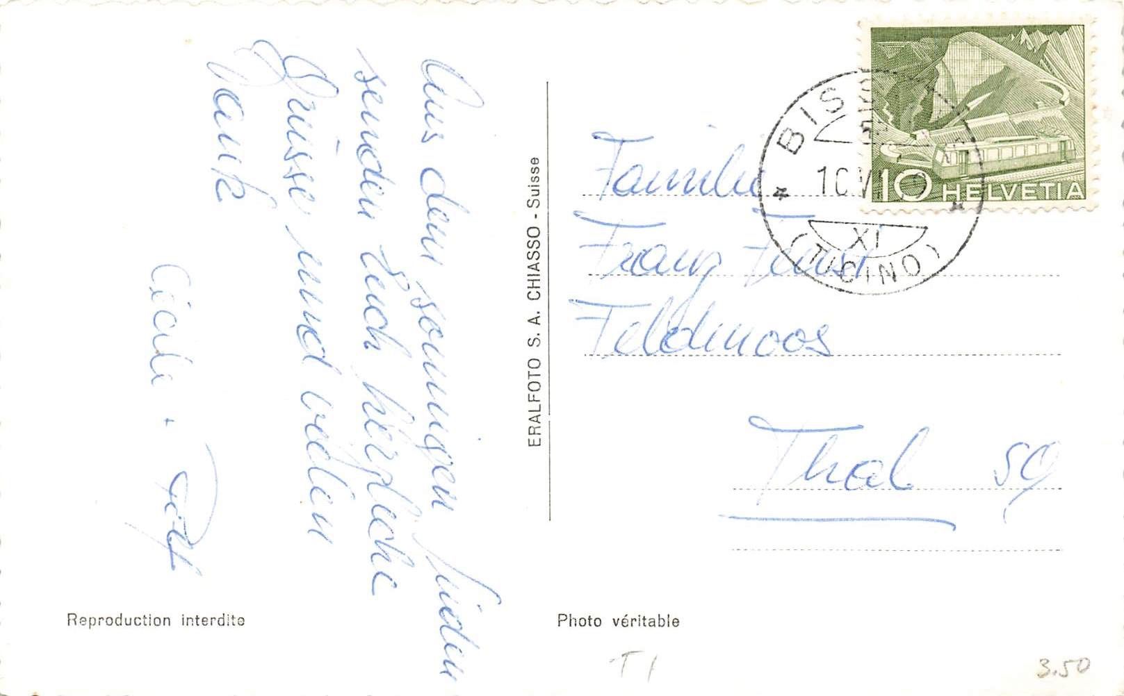 Cartoline postali: Saluti da Bissone – Usato da Biasca venduto da Blenio71 1