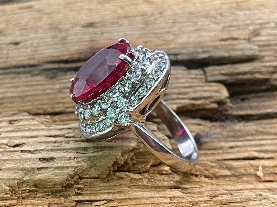 Anelli: Cocktail Ring in SS mit Saphir 8ct Gr.54.5 – Nuovo (secondo la descrizione) da Luzern venduto da S.Kern01 1