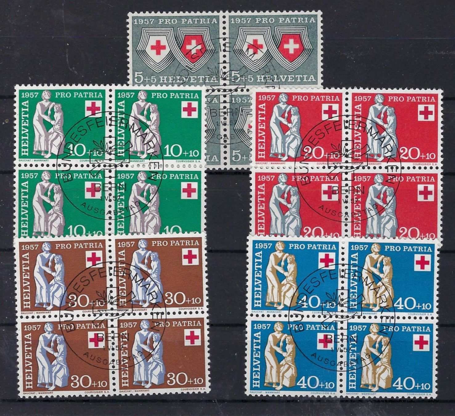 Tutti i francobolli: 1957 Pro Patria Viererblocks gestempelt ET. – Usato da Lunden venduto da Animus999