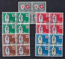 1957 Pro Patria Viererblocks gestempelt ET.