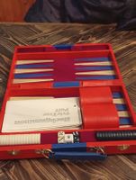 Backgammon Set Rot/Blau 2 Spieler Vintage Spiel.