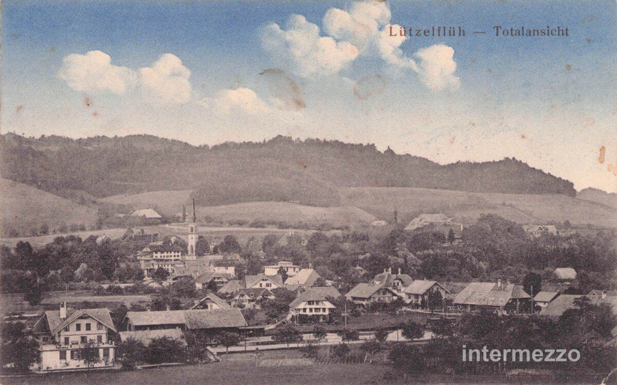 Ansichtskarten: Lützelflüh BE // 1914 Dorf Totalansicht – Gebraucht aus Basel von intermezzo12