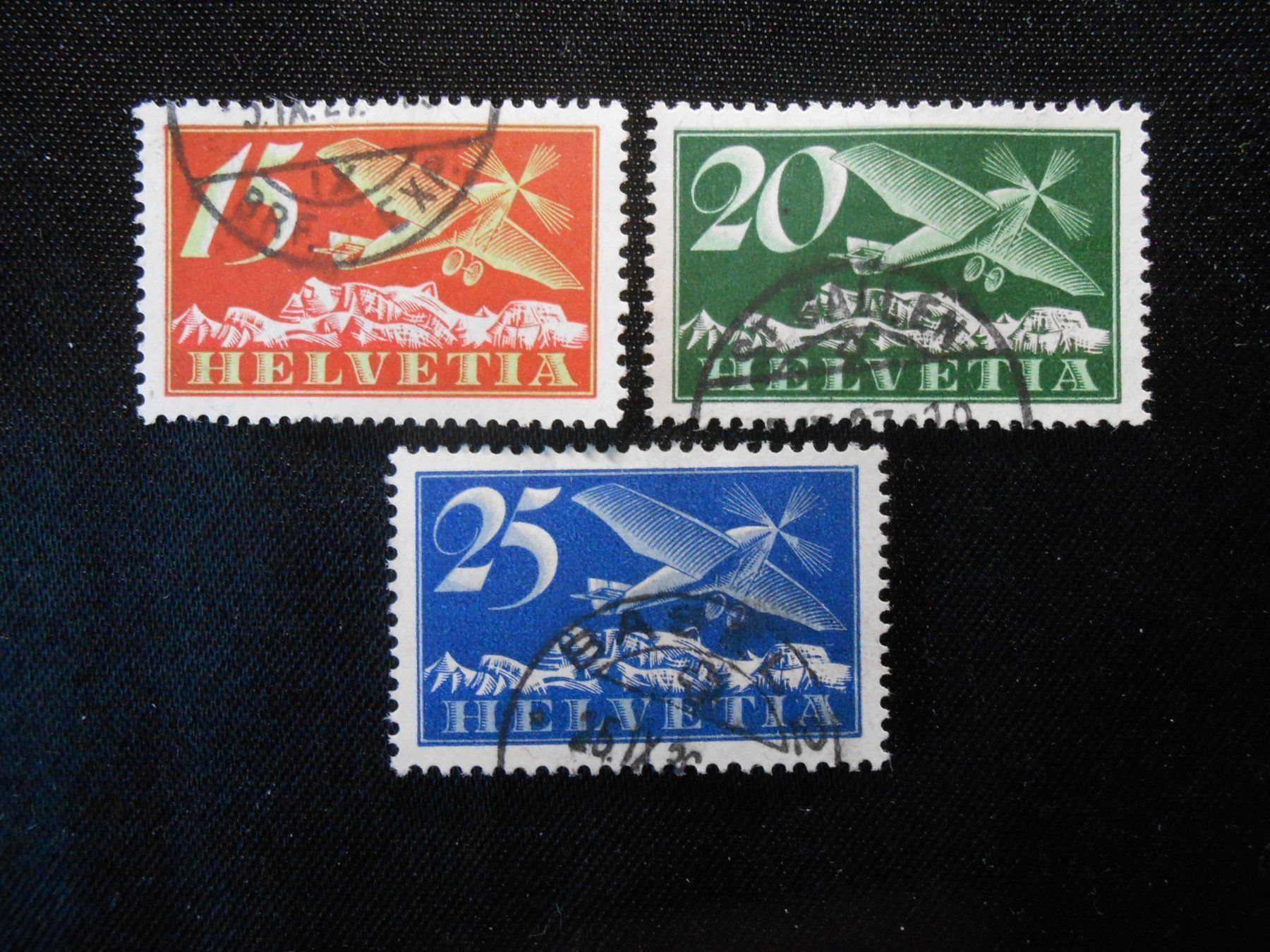 Tutti i francobolli: CH ZNr 3/4/5   Flugpost  1923   Z CHF 60 – Usato da Hallwil venduto da pkaiser44 1