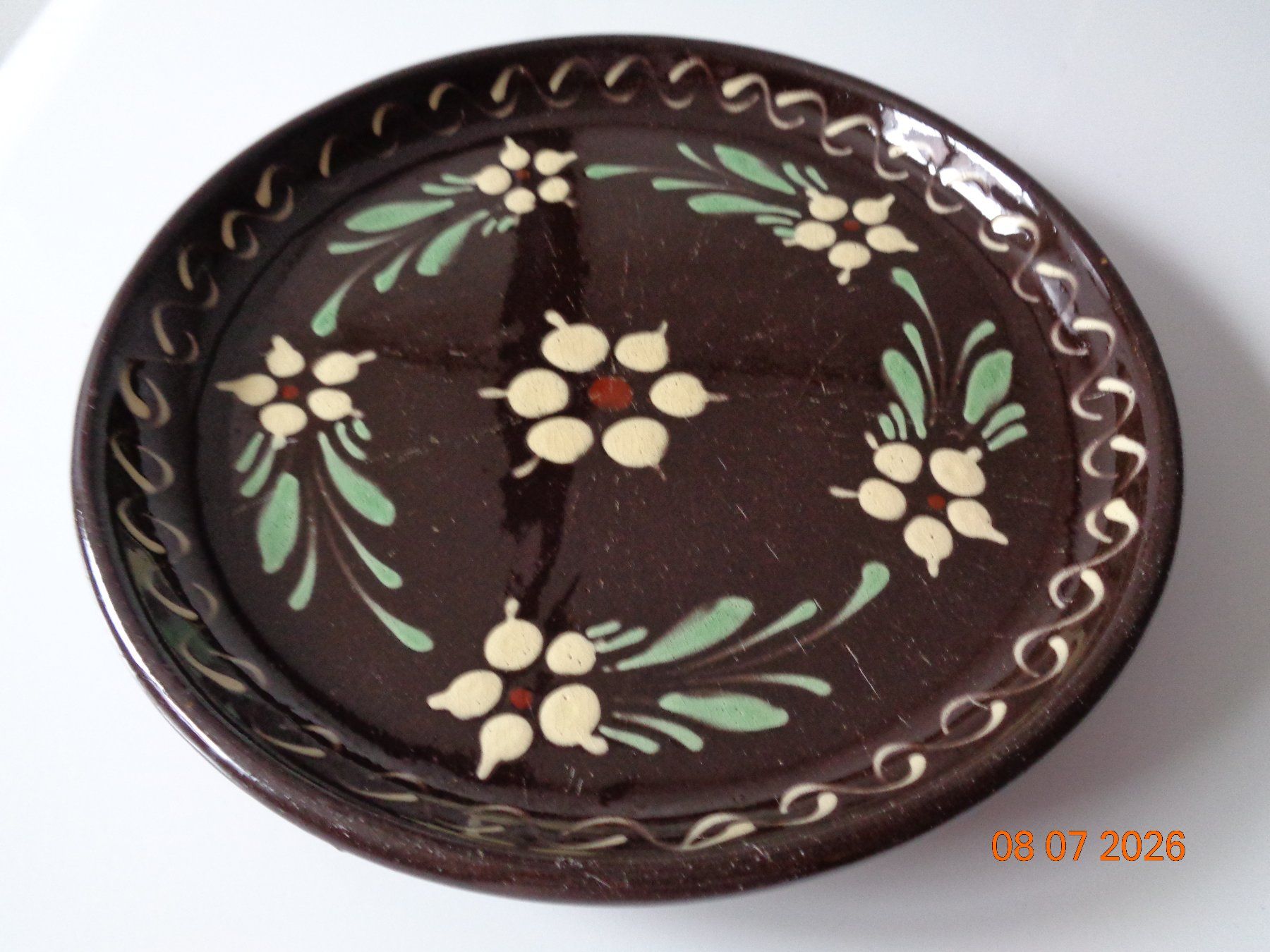 Servierplatten: Kuchenplatte bemalt, Durchm. 25 cm – Gebraucht aus Wiesendangen von Gullfoss 4