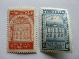 1924 50 J.-Jubiläum Weltpostverein; 20 + 30 Cts; Ungebraucht