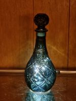 Lampe in Karaffenform, blaues Pressglas, 28 cm