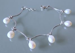 Silber 925 Armband mit Zuchtperlen 18,5 - 20 cm
