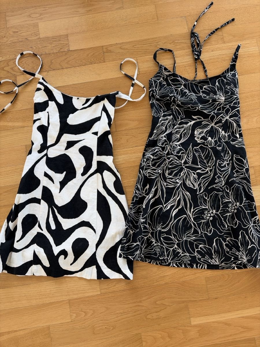 H&M Lotti di vestiti: 2 Leinen Sommerkleider mit Muster, Grösse 36, – Usato da Zürich venduto da ufe_f5q5