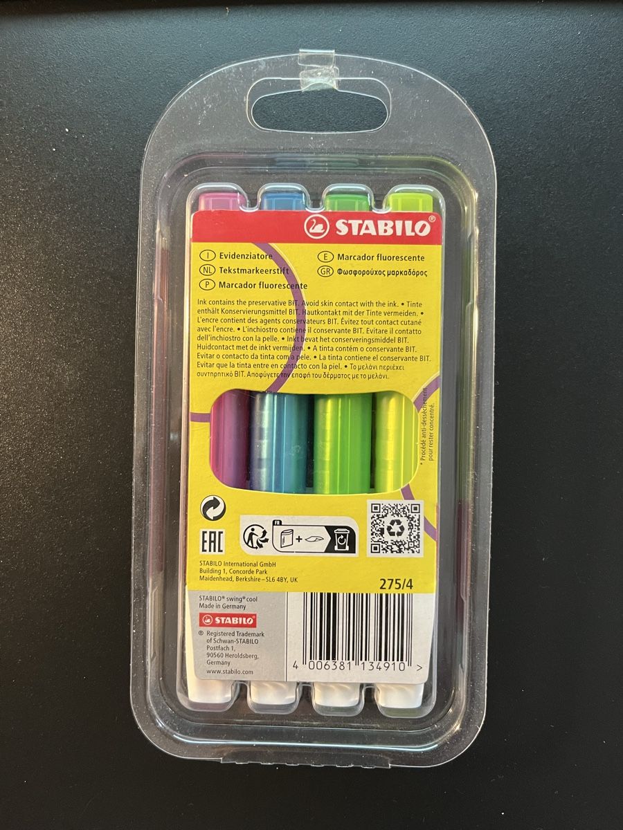 Stabilo Stifte & Marker: STABILO Textmarker Swing Cool, 4 Stk. - NEU & Original! – Neu und originalverpackt aus Münchenbuchsee von Drio 1
