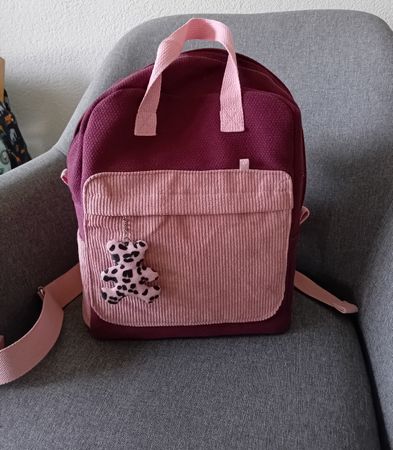 City RucksackLila-Rosa Cord mit Bärli-Ahänger🐻🎒