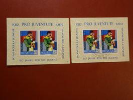 1962, 2 BLOCKS PRO JUVENTUTE, POSTFRISCH, ERSTTAG