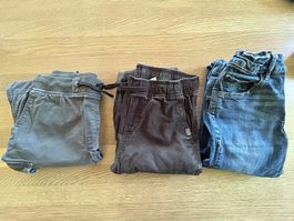 3 Hosen: Cargo schwarz, Cargo grau, Jeans blau Gr. 146 H&M