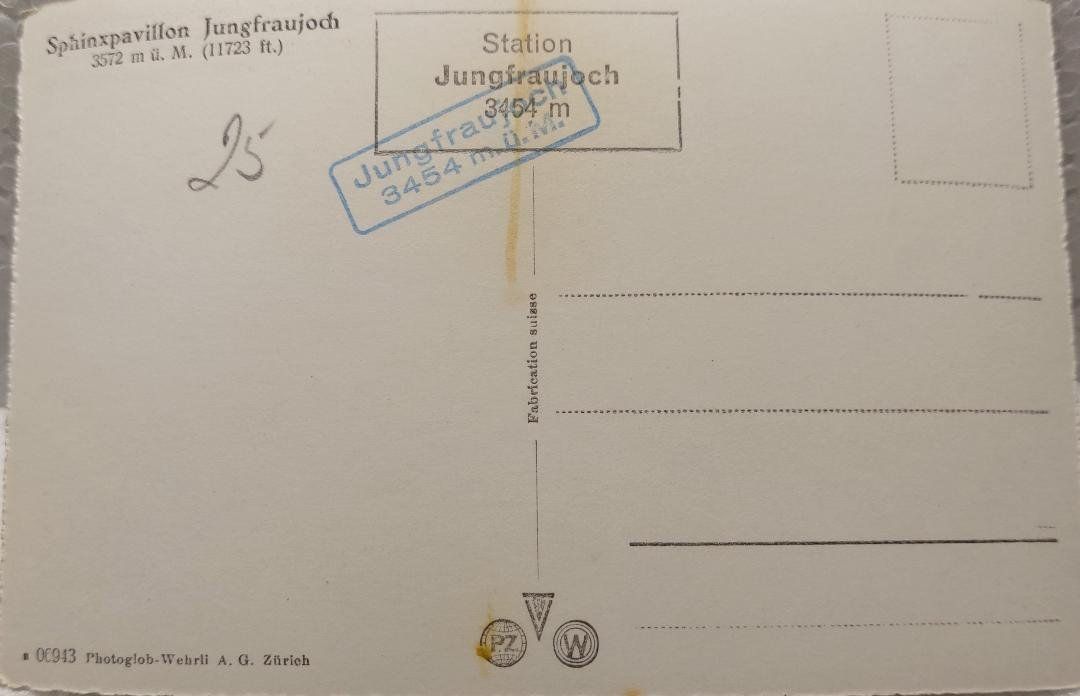 Ansichtskarten: JUNGFRAUJOCH  -  Sphinxpavillon – Gebraucht aus Delémont von Domdom1 1