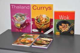5 Kochbücher: CURRYS, THAILAND, WOK, INDISCH kochen !
