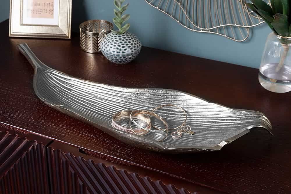 Tutte le decorazioni: Handgefertigte Deko Schale LEAF 65cm silber Alumini – Nuovo e nell'imballaggio originale da Schwerzenbach venduto da Mixi2018