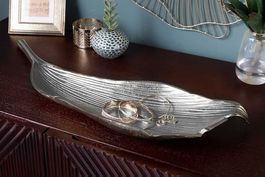 Handgefertigte Deko Schale LEAF 65cm silber Alumini