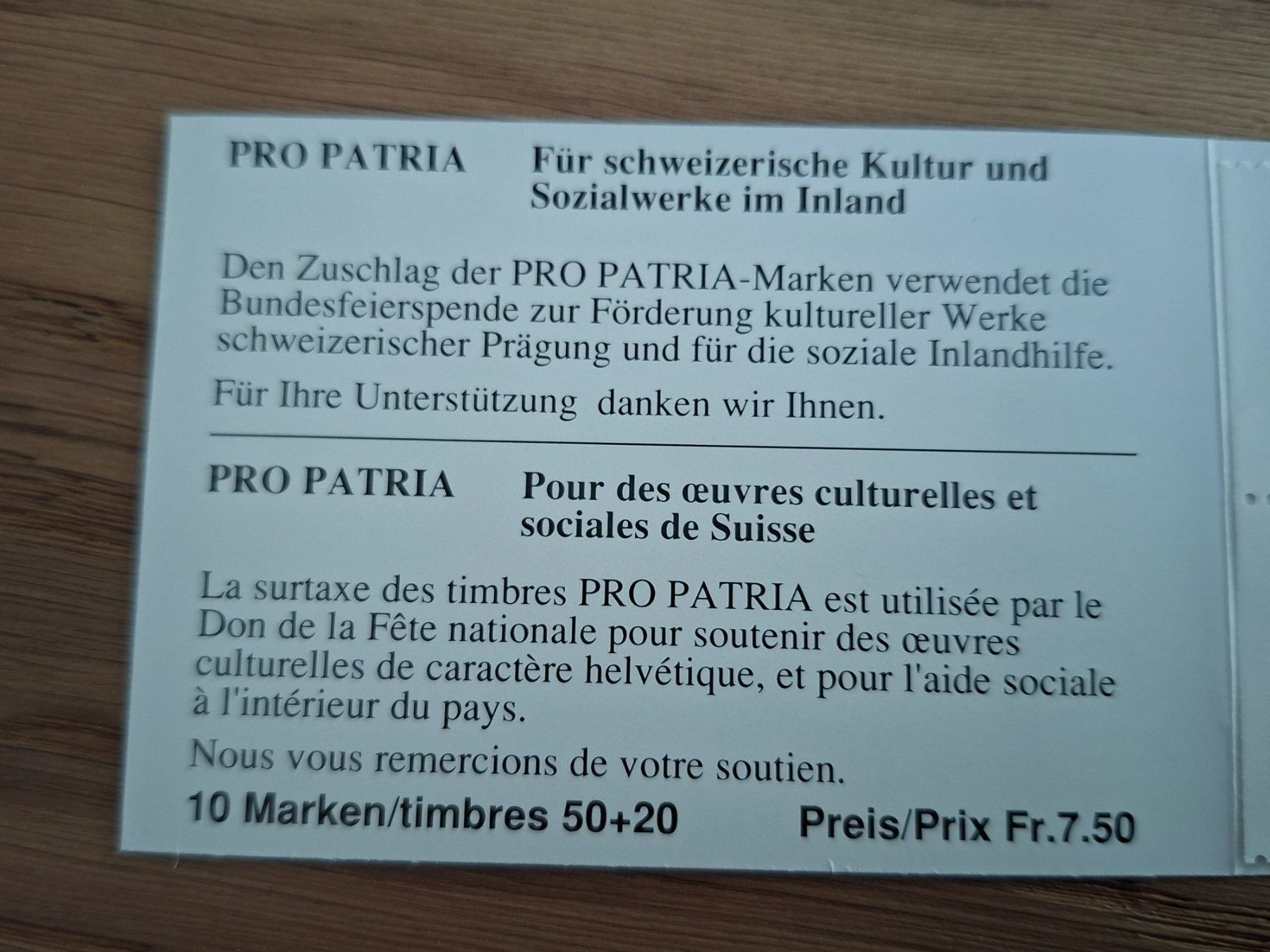 Tutti i francobolli: Markenheftchen. Pro Patria 1991 – Nuovo (secondo la descrizione) da Hinterkappelen venduto da 1399 1