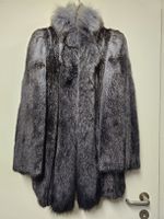 Manteau Vintage/Vison Véritable Gris Argenté/Col Renard/T:40