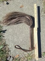 Ancien fouet chasse-mouche en cuir et crin