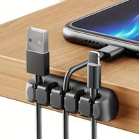 Halter für 5 Kabel (selbstklebend) USB cable organizer black