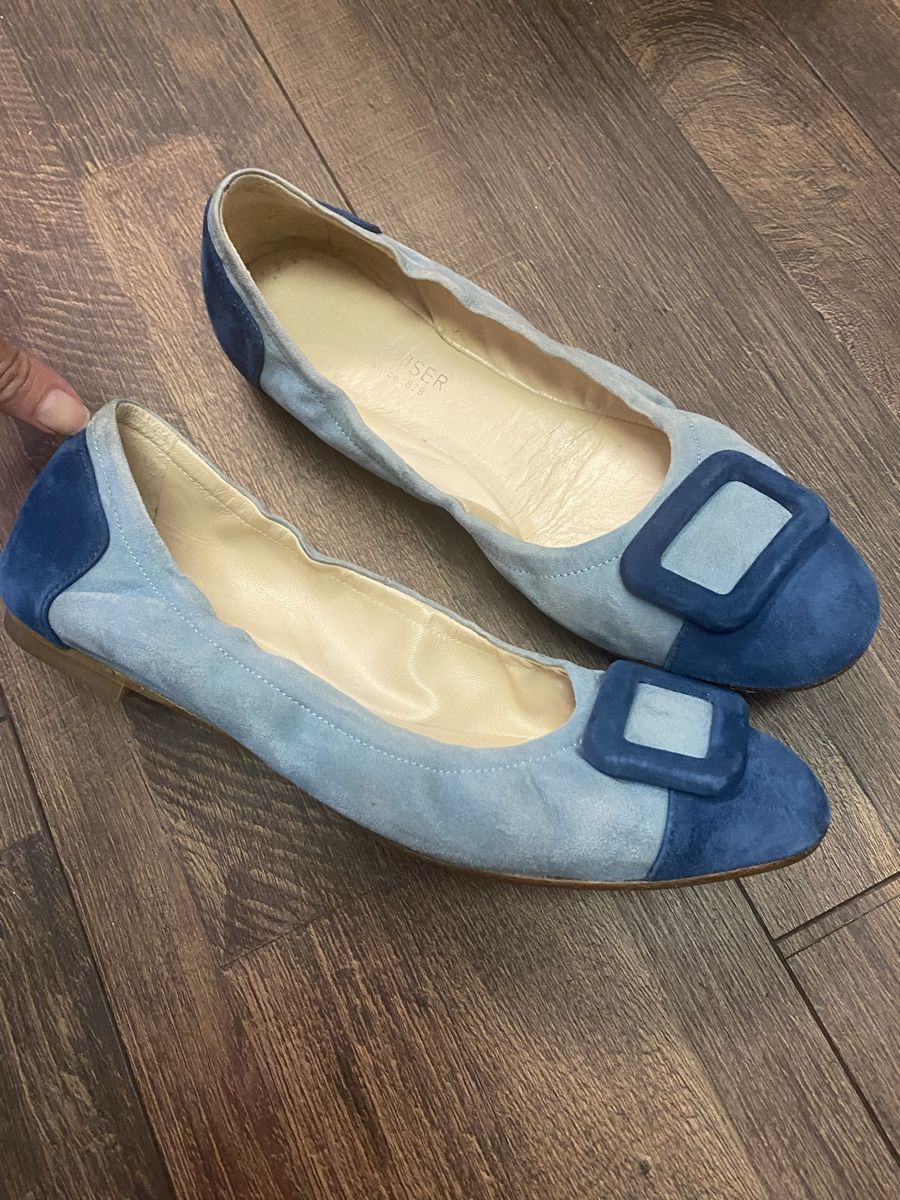 Kaiser Damenschuhe: Peter Kaiser Ballerina Leder blau  38.5 – Gebraucht aus Büron von Coerner
