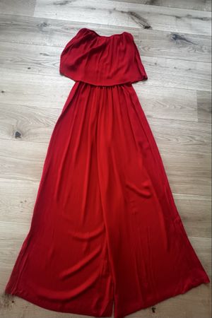 Roter Sommer Jumpsuit, One Size, schulterfrei