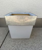 Blumentopf eckig 23x23cm blau-grau und silber