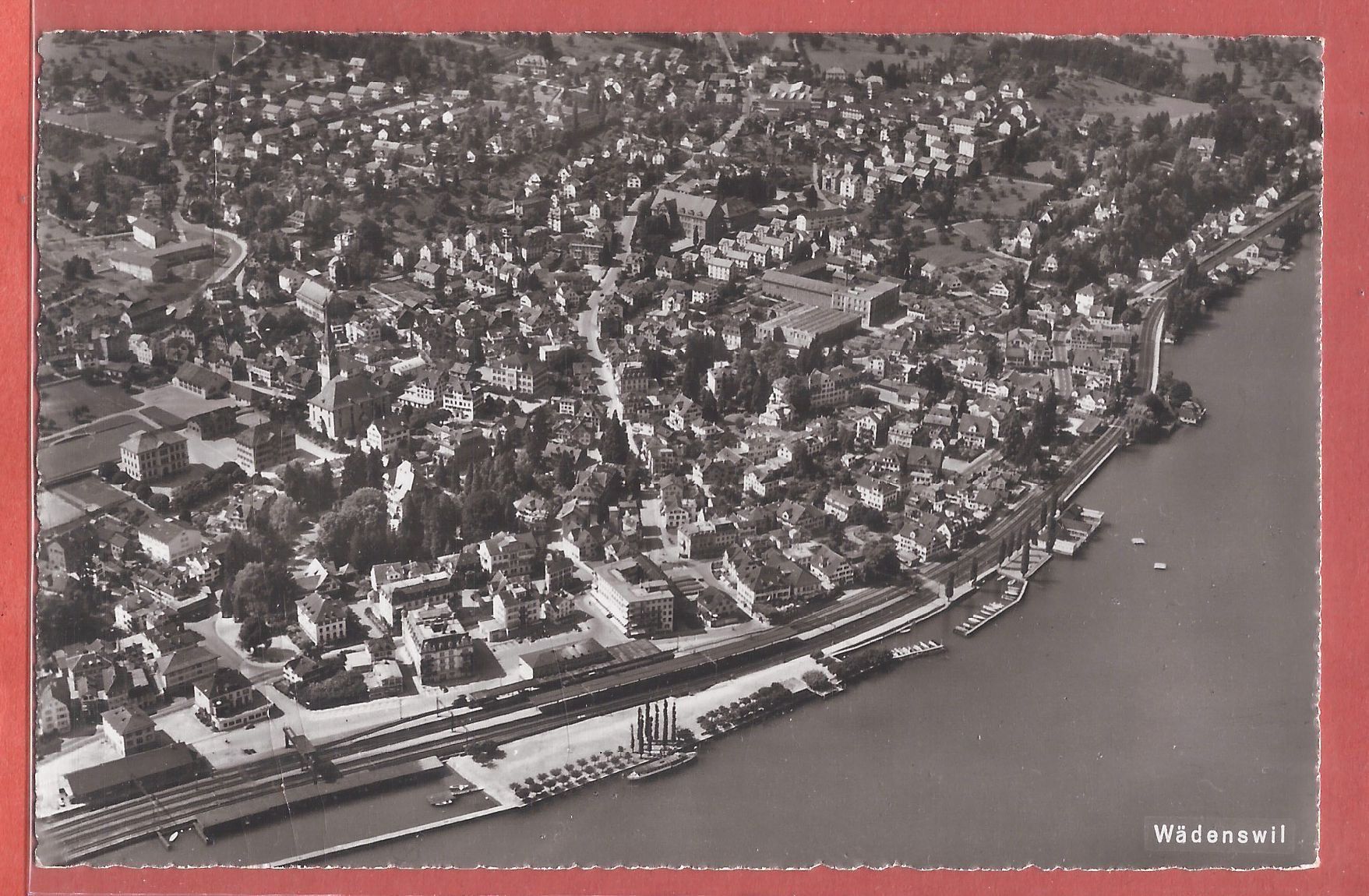 Cartoline postali: Wädenswil - Flugaufnahme ca. 1950 – Usato da Fislisbach venduto da Porano