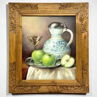 MÜCKE - nature morte à l'huile sur toile marouflée sur bois