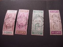 4 Marken Ceylon, Telegraph Departement, alt, gestempelt