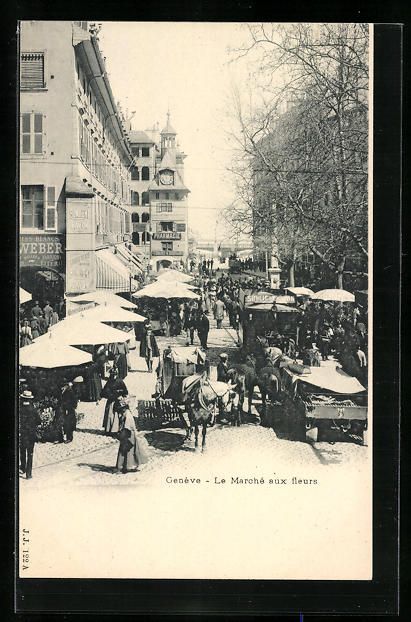 Cartoline postali: AK Genève, Le Marché aux fleurs – Usato da Berlin venduto da bartko-reher