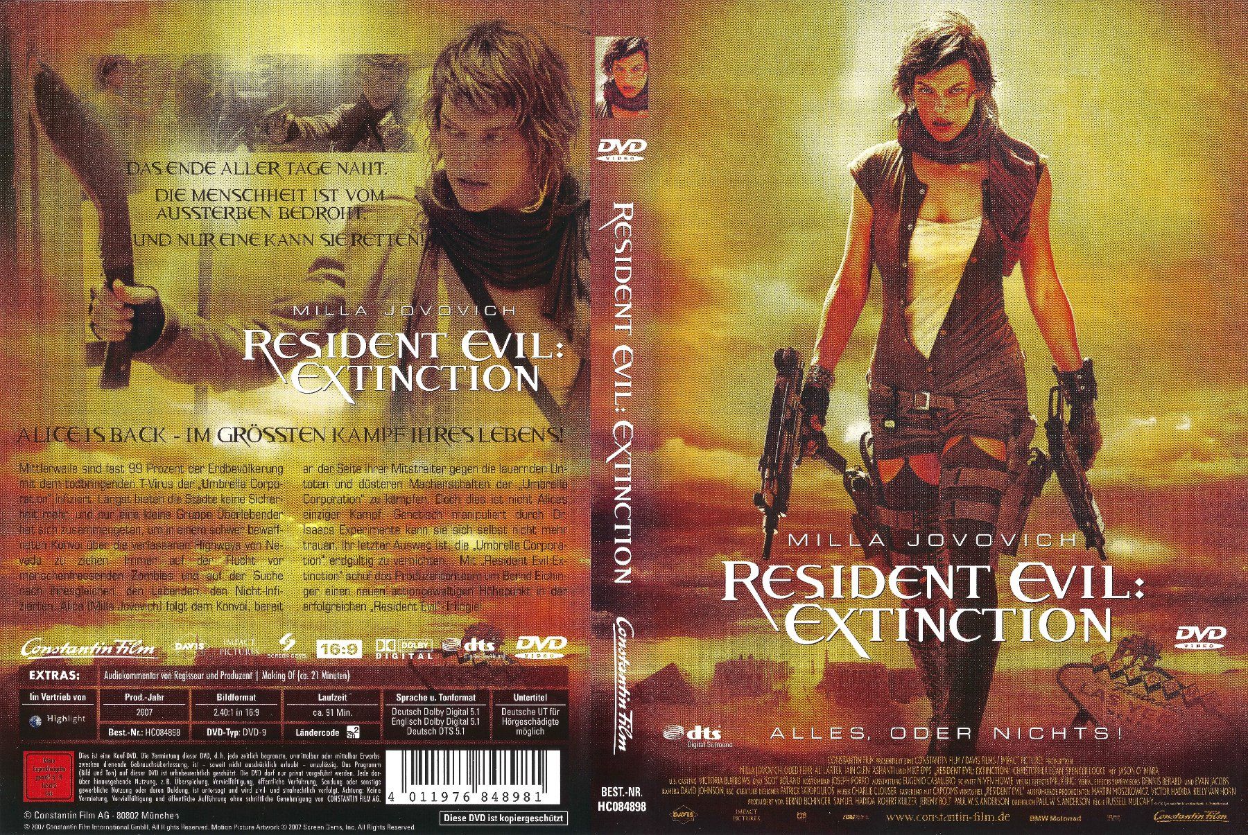 Tutti i DVDs: Resident Evil - Extinction – Usato da Zürich venduto da Cineasten